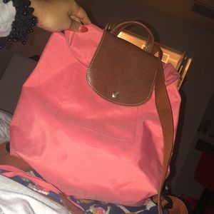 Pink longchamp backpack